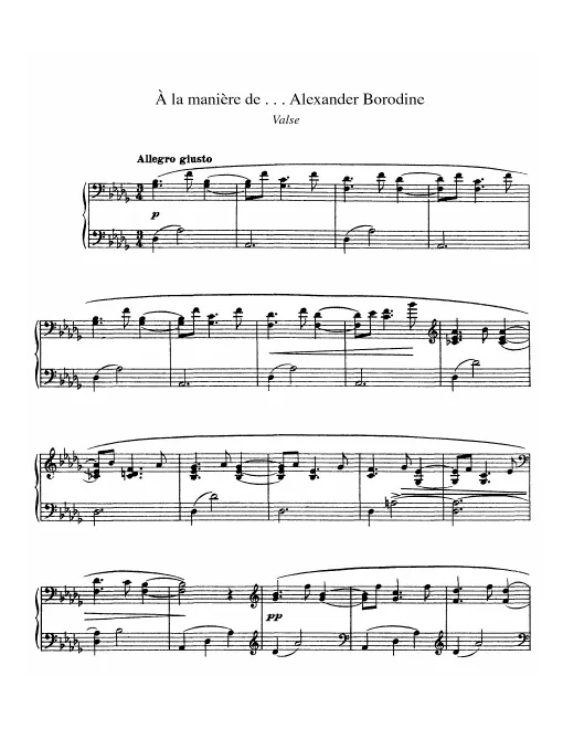 First page of À la manière de Borodine