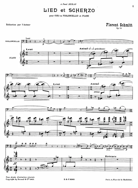 First page of Lied et Scherzo