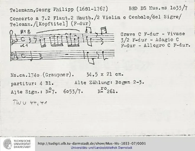 First page of Concerto à 7 in F major