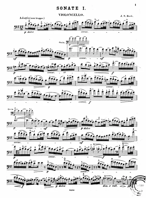 First page of Sonata for Viola da Gamba in G major