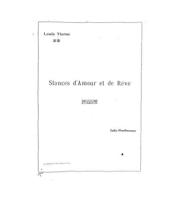 First page of Stances d'amour et de rêve