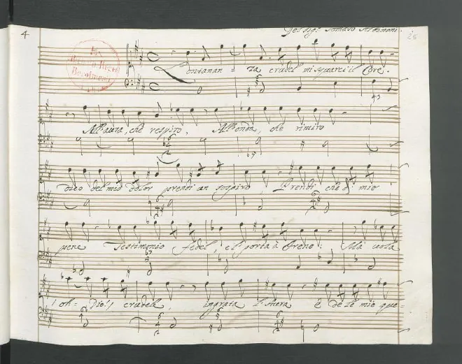 First page of Lontananza crudel, mi squarci il core