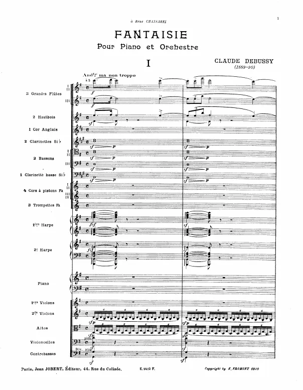 First page of Fantaisie for Piano and Orchestra