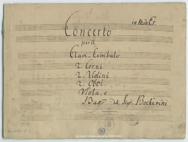 First page of Harpsichord Concerto in E-flat major