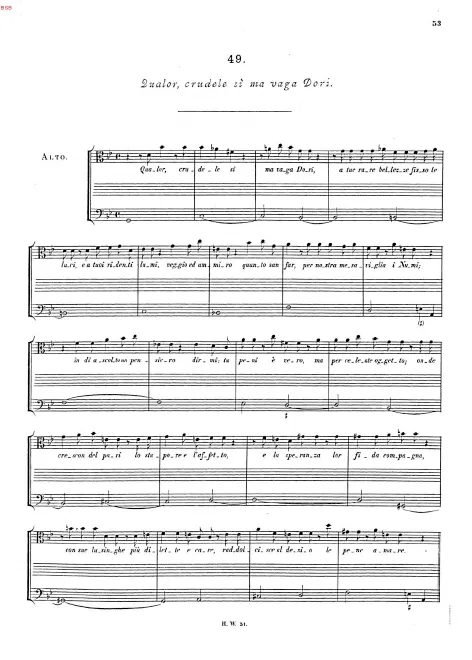 First page of Qualor, crudele sì mi vaga Dori