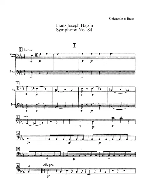 First page of Symphony No.84 in E-flat major