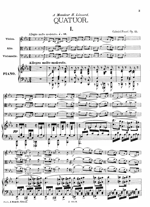 First page of Piano Quartet No.1