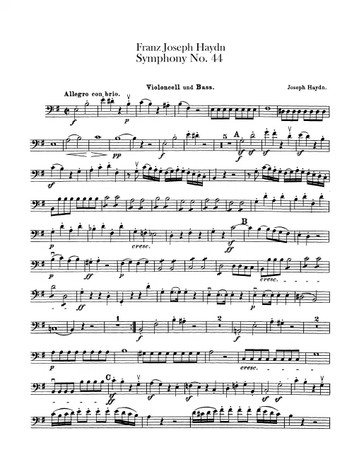 First page of Symphony No.44 in E minor