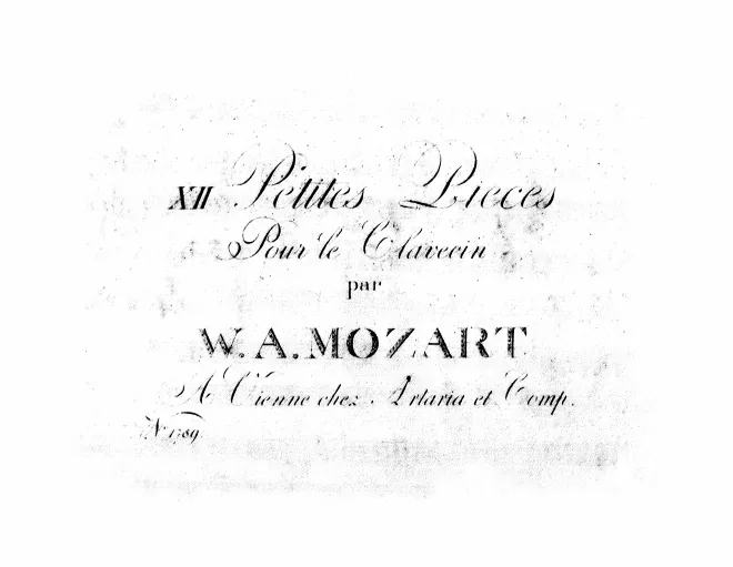 First page of XII Petites Pièces Pour le Clavecin par W.A. Mozart