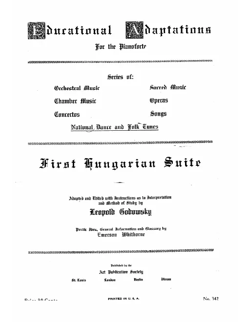 First page of Hungarian Suite No.1