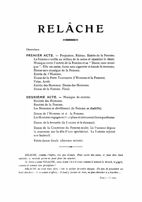 First page of Relâche