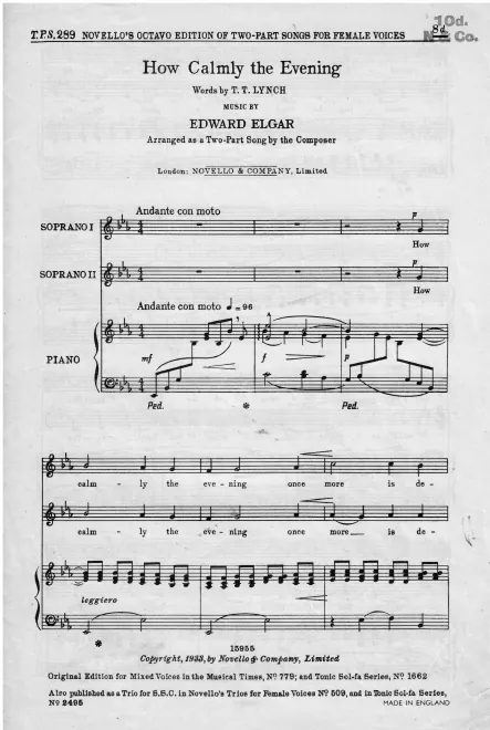 First page of How Calmly the Evening