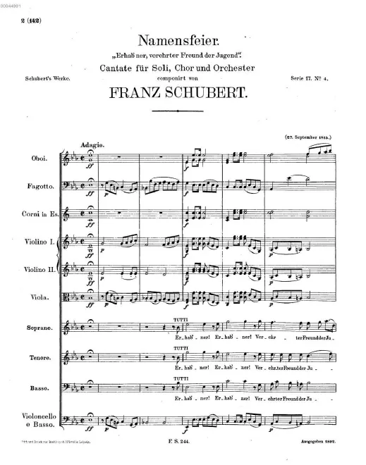First page of Namensfeier für Franz Michael Vierthaler