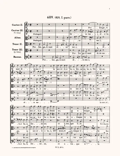 First page of Prolongati sunt dies mei, LV 975