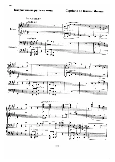 First page of Capriccio on Russian Themes