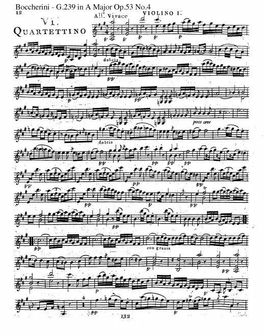 First page of String Quartet in A major