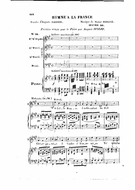 First page of Hymne à la France