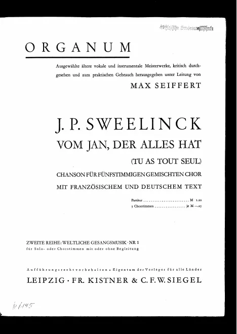 First page of Tu as tout seul, Jan Jan