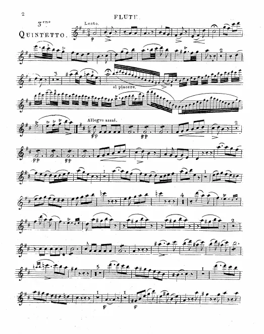 First page of Quintuor en Ré majeur