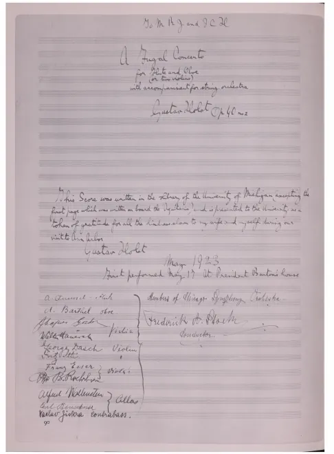 First page of A Fugal Concerto