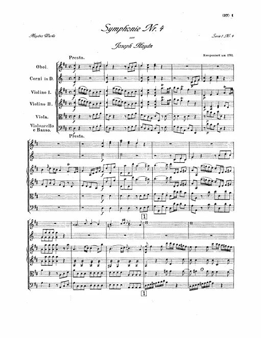 First page of Symphony No.4 in D major