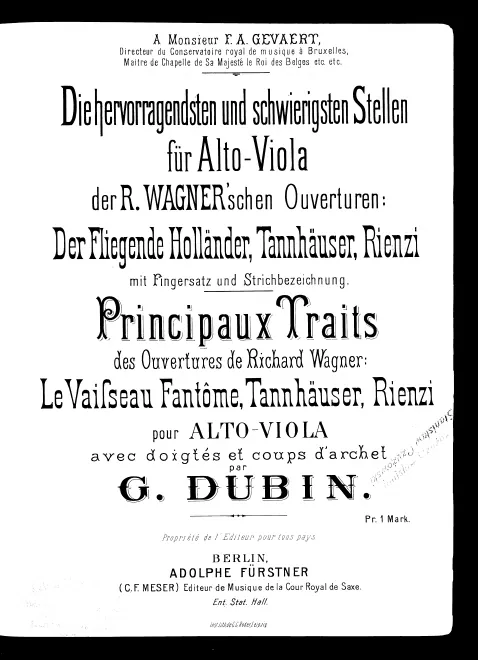 First page of Orchestra extracts from the overtures for viola