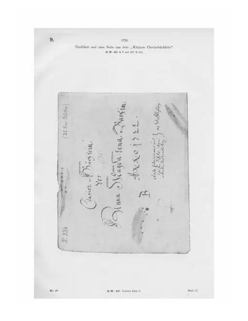 First page of Notebook for Anna Magdalena Bach