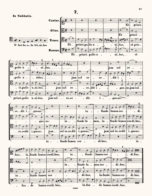 First page of O lux beata Trinitas