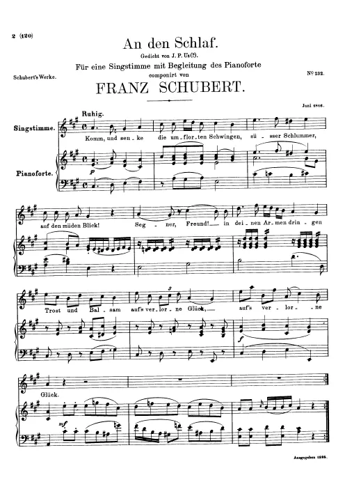 First page of An den Schlaf