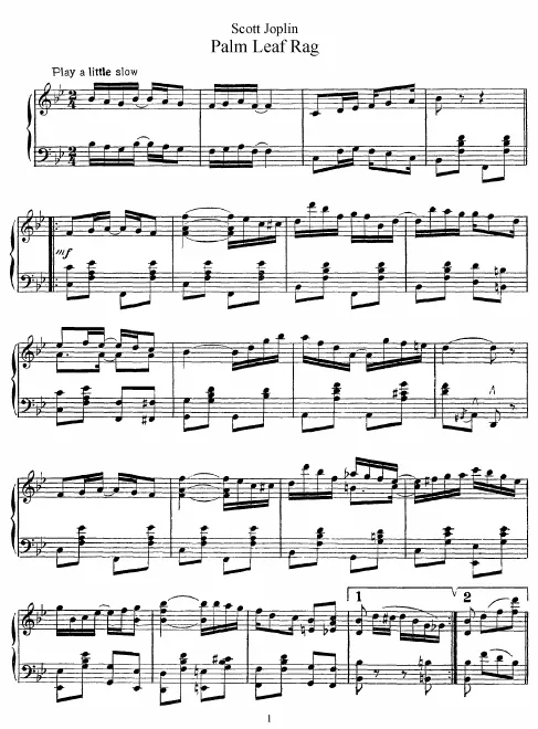 First page of Palm Leaf Rag