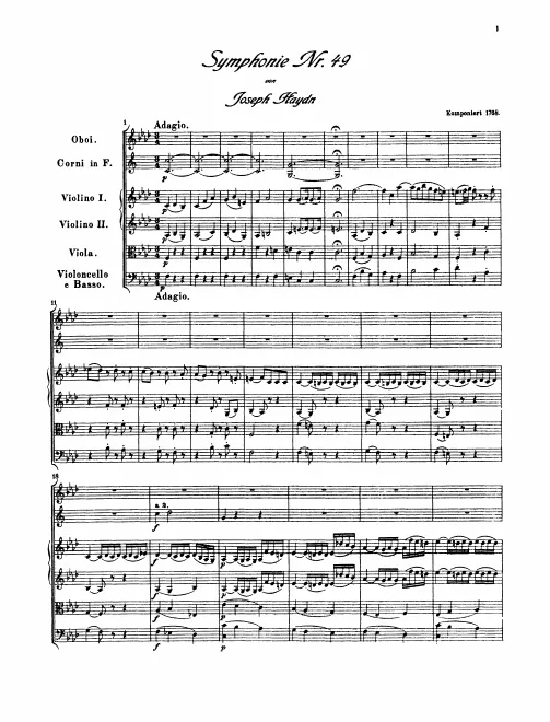 First page of Symphony No.49 in F minor