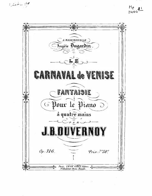 First page of Le carnaval de Venise