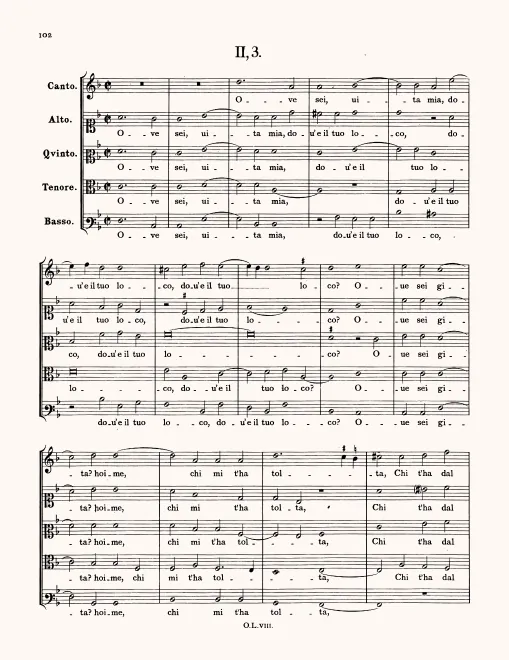 First page of Ove sei vita mia