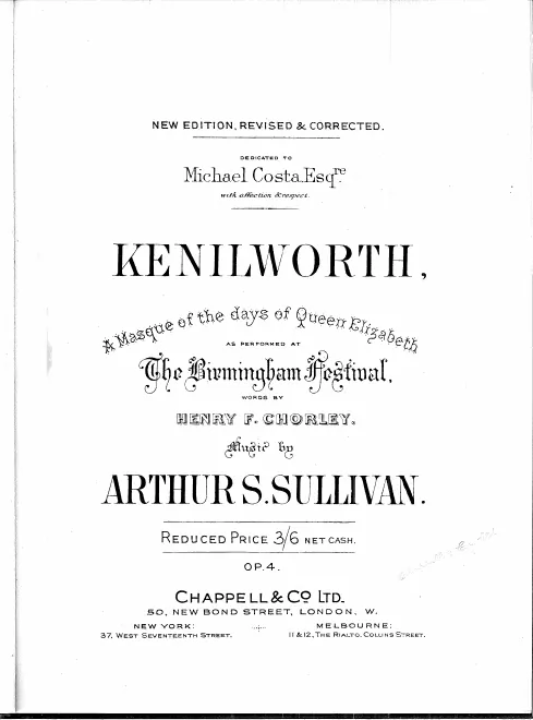 First page of The Masque at Kenilworth