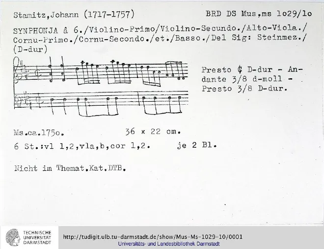 First page of Sinfonia in D major