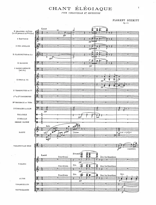 First page of Chant élégiaque