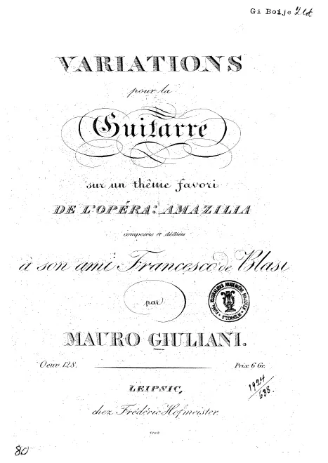 First page of Variations on 'Io ti vidi e t'adorai'