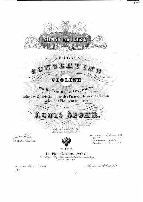 First page of Violin Concerto No.14, 'Sonst und jetzt'