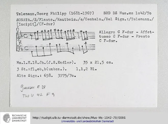 First page of Trio Sonata in F major