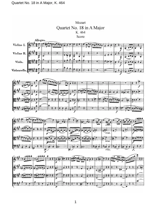 First page of String Quartet No.18
