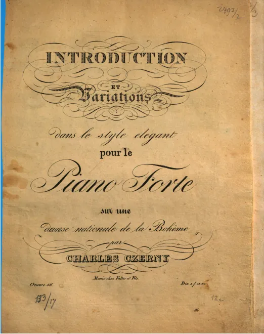 First page of Introduction et Variations dans le style élégant sur une danse nationale de la Bohème