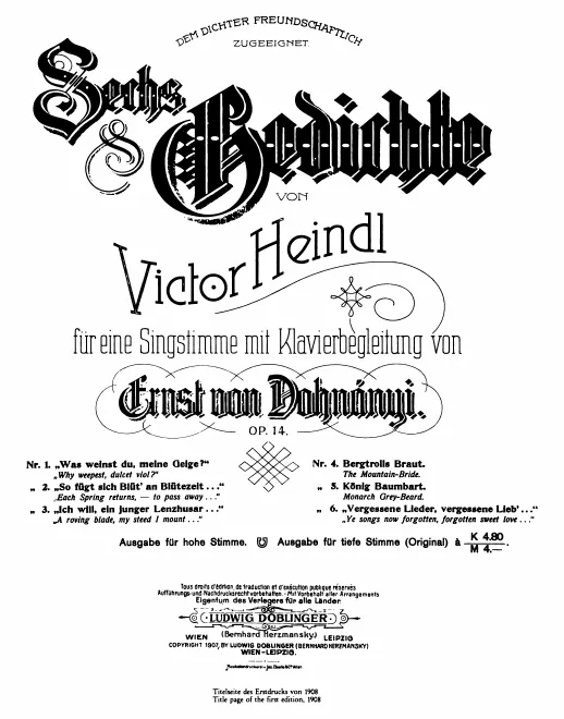 First page of 6 Gedichte