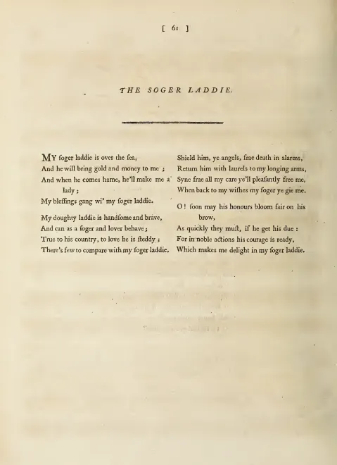 First page of The Soger Laddie