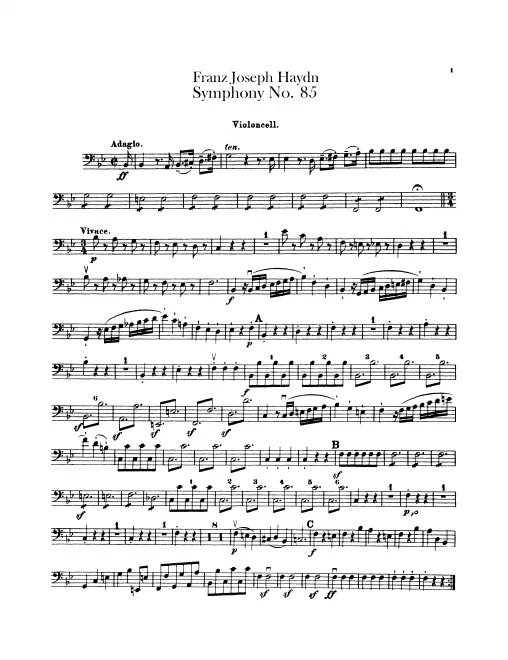 First page of Symphony No.85 in B-flat major