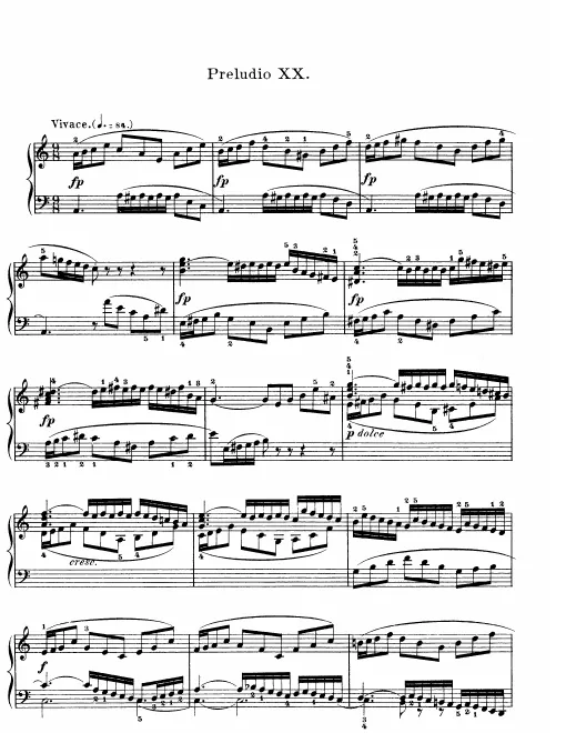First page of Prelude and Fugue No.20 in A minor