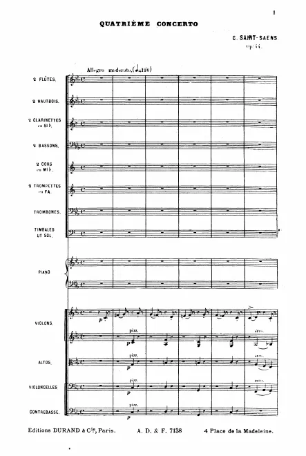 First page of Piano Concerto No.4