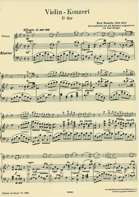 First page of Violin Concerto in B