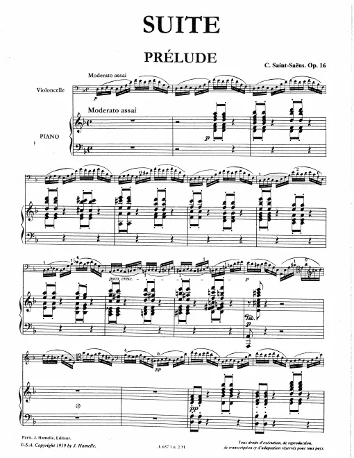 First page of Suite for Cello and Orchestra