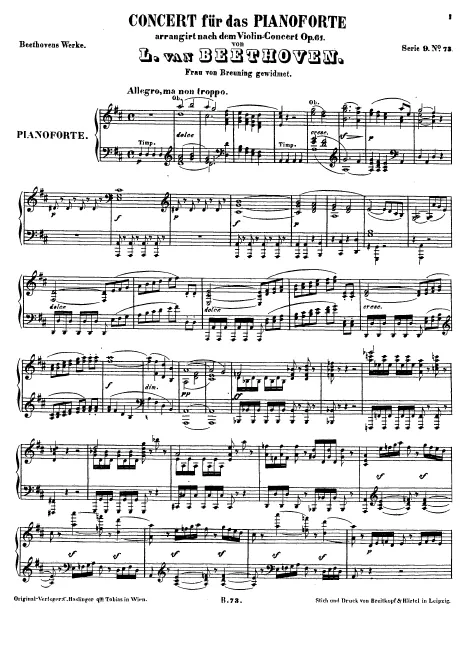 First page of Piano Concerto in D major