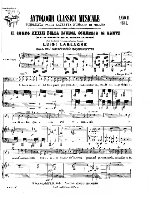 First page of Il Canto XXXIII dalla Divina Commedia di Dante Alighieri